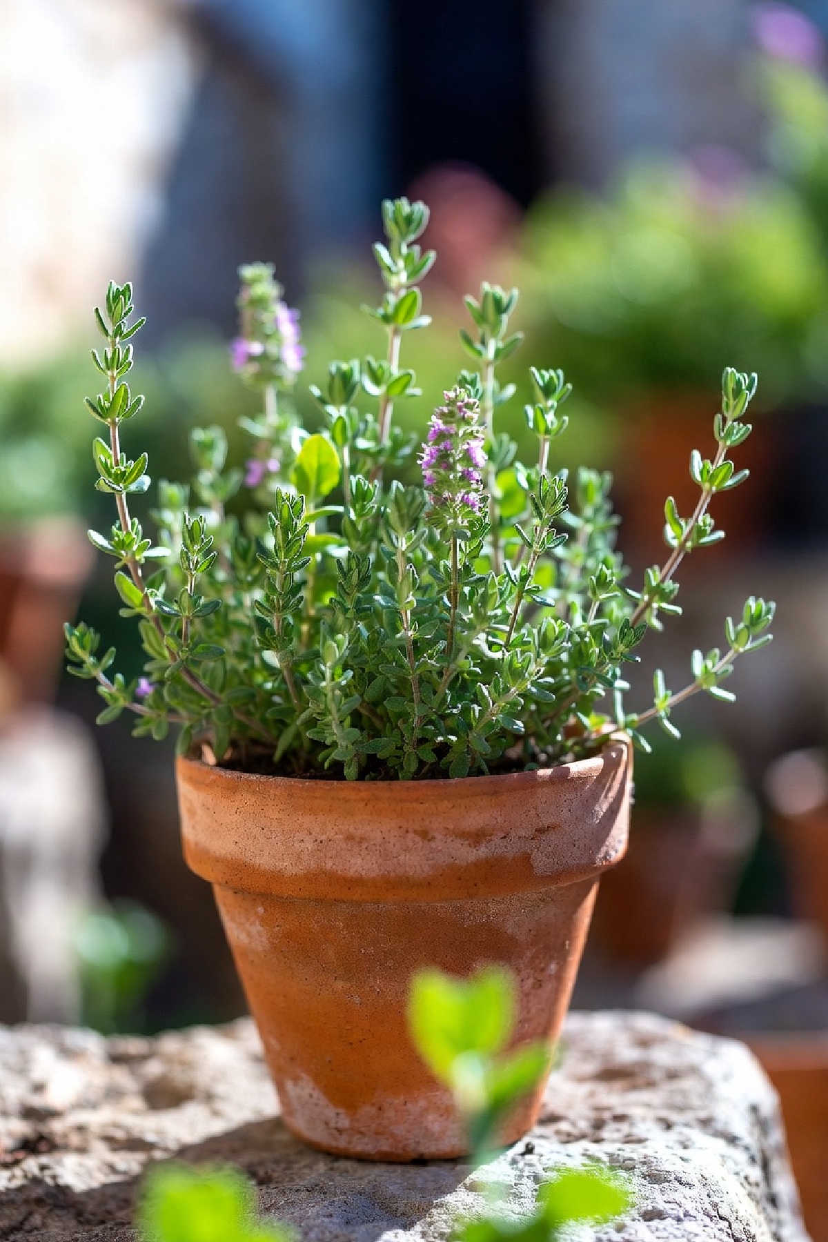 Small pot of flowering thyme