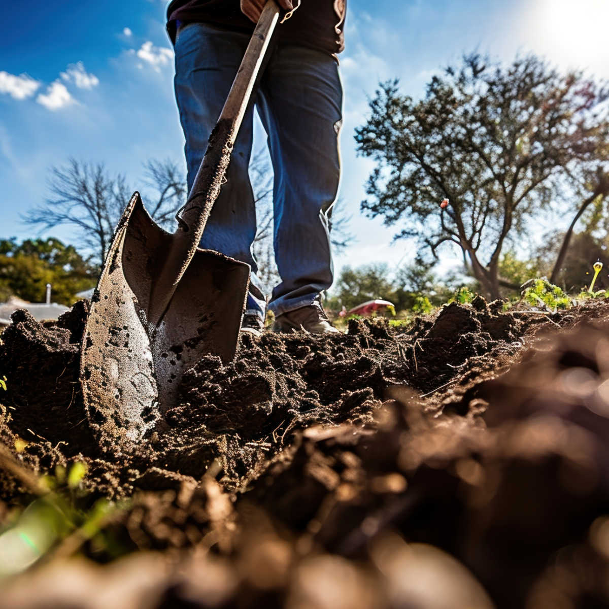 Soil being dug over with a spade