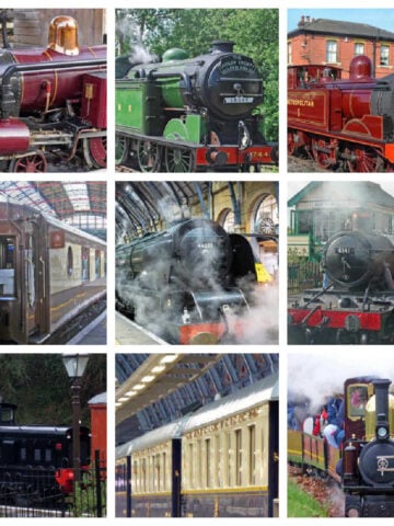 Collage of steam trains and miniature railways in London