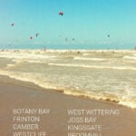 Collage of sandy beaches near London