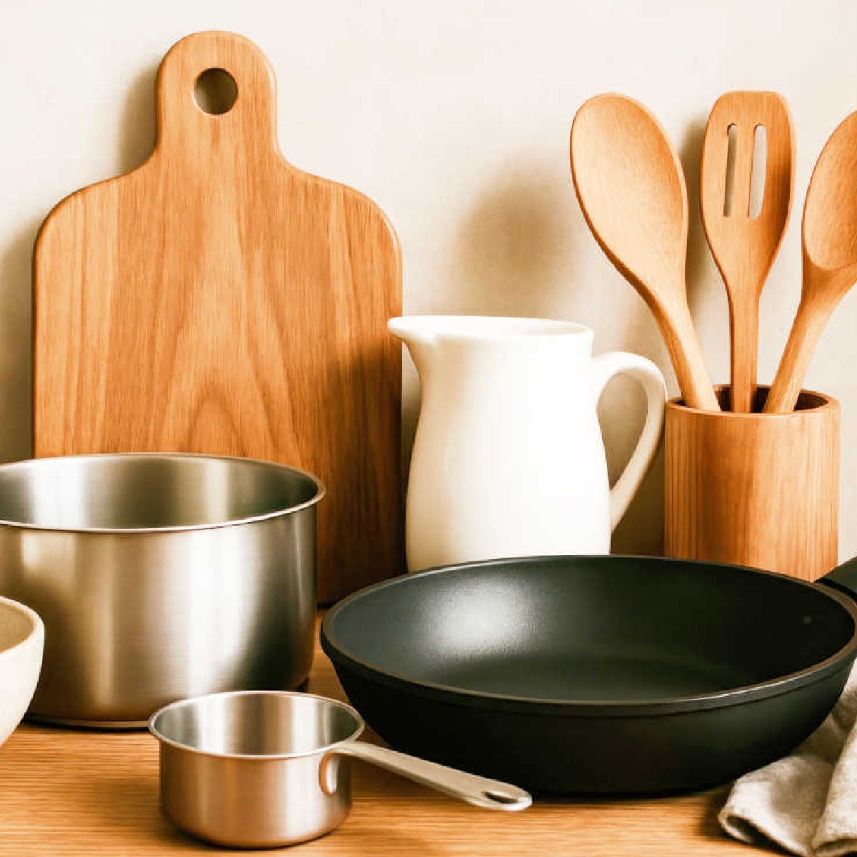 Kitchen utensils on countertop