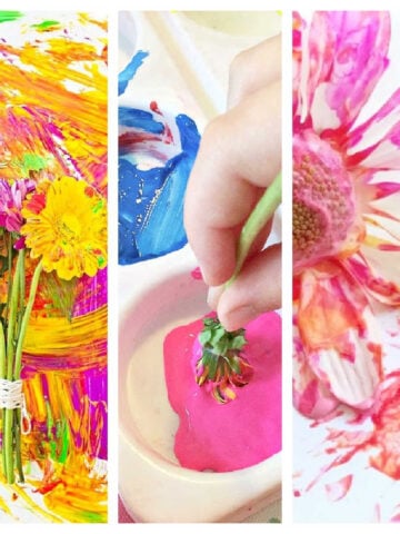 Collage of flower crafts for kids
