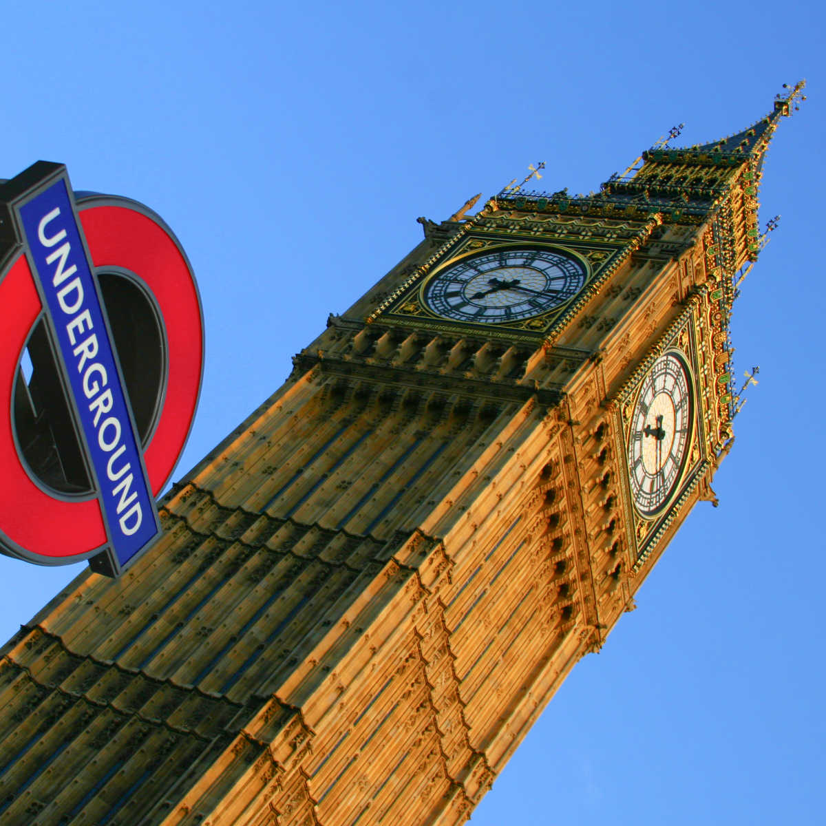 Big Ben and a London Underground sign