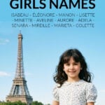 Young girl standing on a bridge over the Seine in front of the Eiffel Tower
