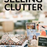 Table of clutter being sold at a yard sale