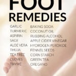 Woman's bare foot on white towel with infographic about natural remedies for athletes foot