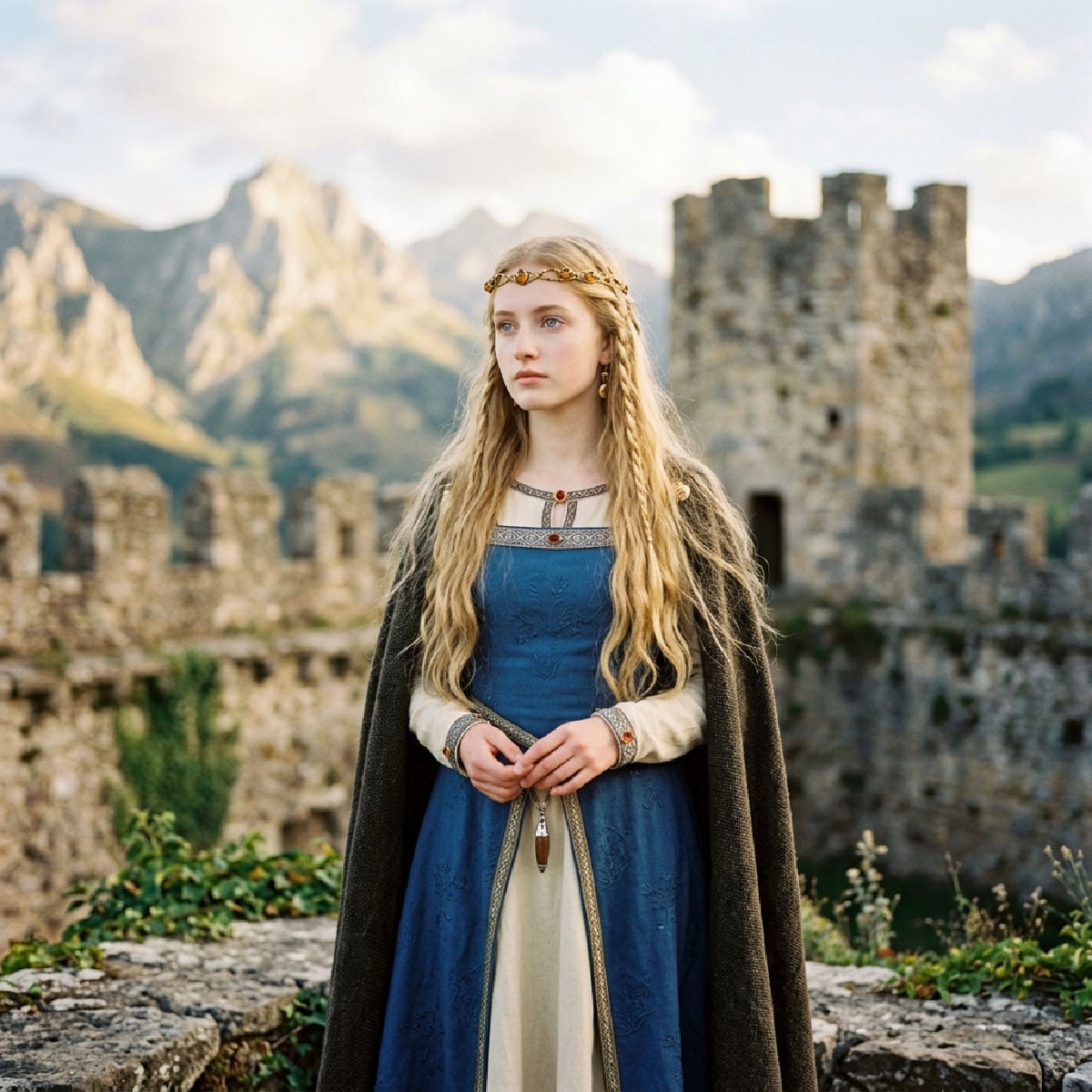 Visigoth Spanish princess standing on castle walls