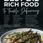 Plate of sardines and infographic of B12 rich food