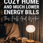 A table lamp lighting a cozy room in winter